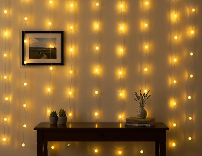 Lexton Ball Curtain Lights 80 LEDs, 8 Modes, Plug Decor for Home & Festive Use