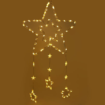 Lexton Hanging Star Curtain Lights, Warm White LED Decor for Home & Festivals