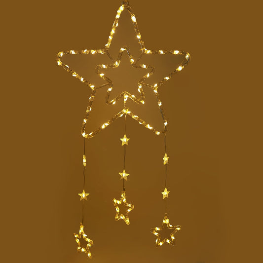 Lexton Hanging Star Curtain Lights, Warm White LED Decor for Home & Festivals