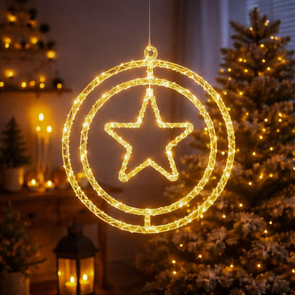 Lexton Star Ring LED Hanging Light, Warm White Decor for Home & Balcony