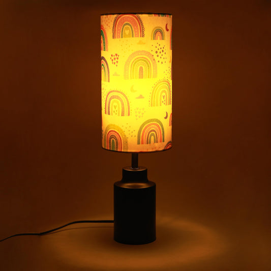 Lexton Rainbow Print Table Lamp | Black Metal Base | Ambient Night Light | Without Bulb iCraft by Eagle