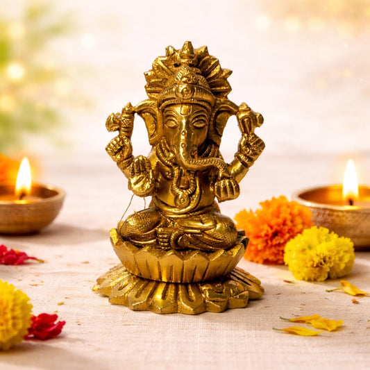Klassic 2.7 Inch Pure Brass Kamal Ganesh Idol