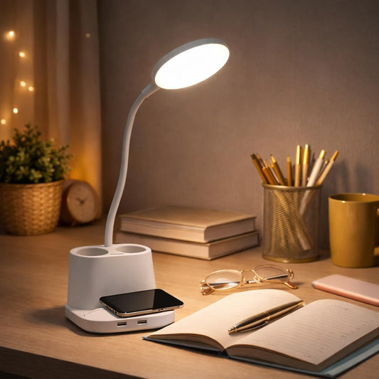 Lexton Touch Control LED Desk Light | 16-Inch | Pen Stand | 3 Light Modes (White)