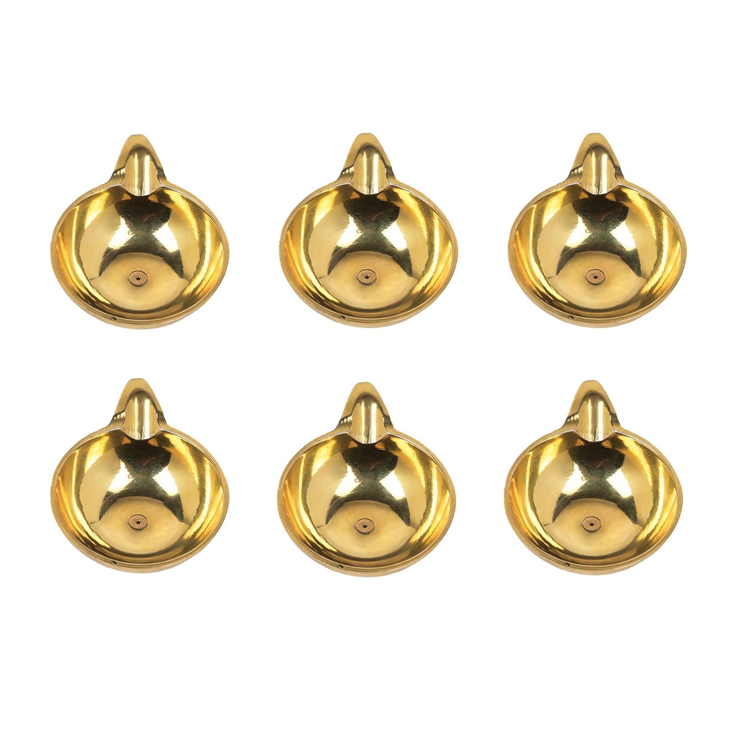 Klassic 2.3 Inch Pure Brass One Mukhi Diya for Puja, Mandir, Diwali Decor | Pack of 6