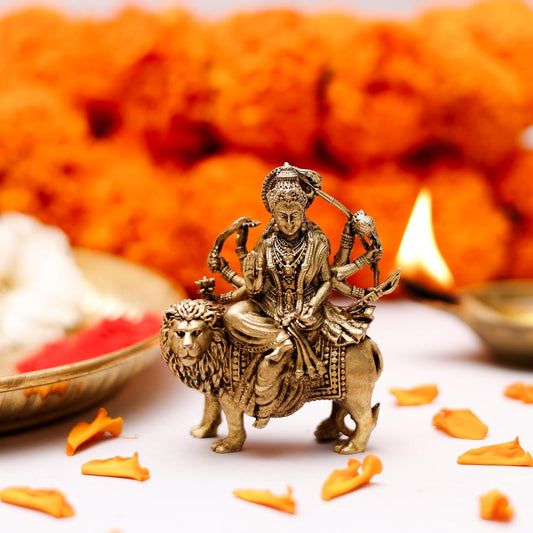 Klassic 2.5 Inch Pure Brass Maa Durga Idol | Brass Murti for Home Temple & Mandir