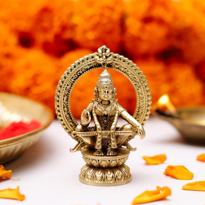 Klassic 2.5 Inch Brass Lord Ayyappa Idol for Home Temple, Mandir & Office Desk