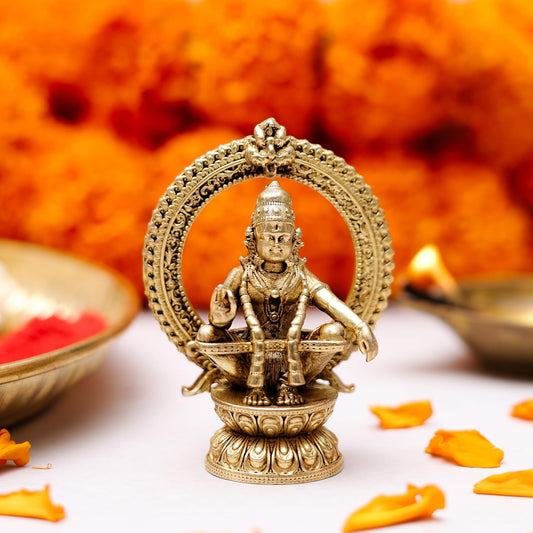 Klassic 2.5 Inch Brass Lord Ayyappa Idol for Home Temple, Mandir & Office Desk
