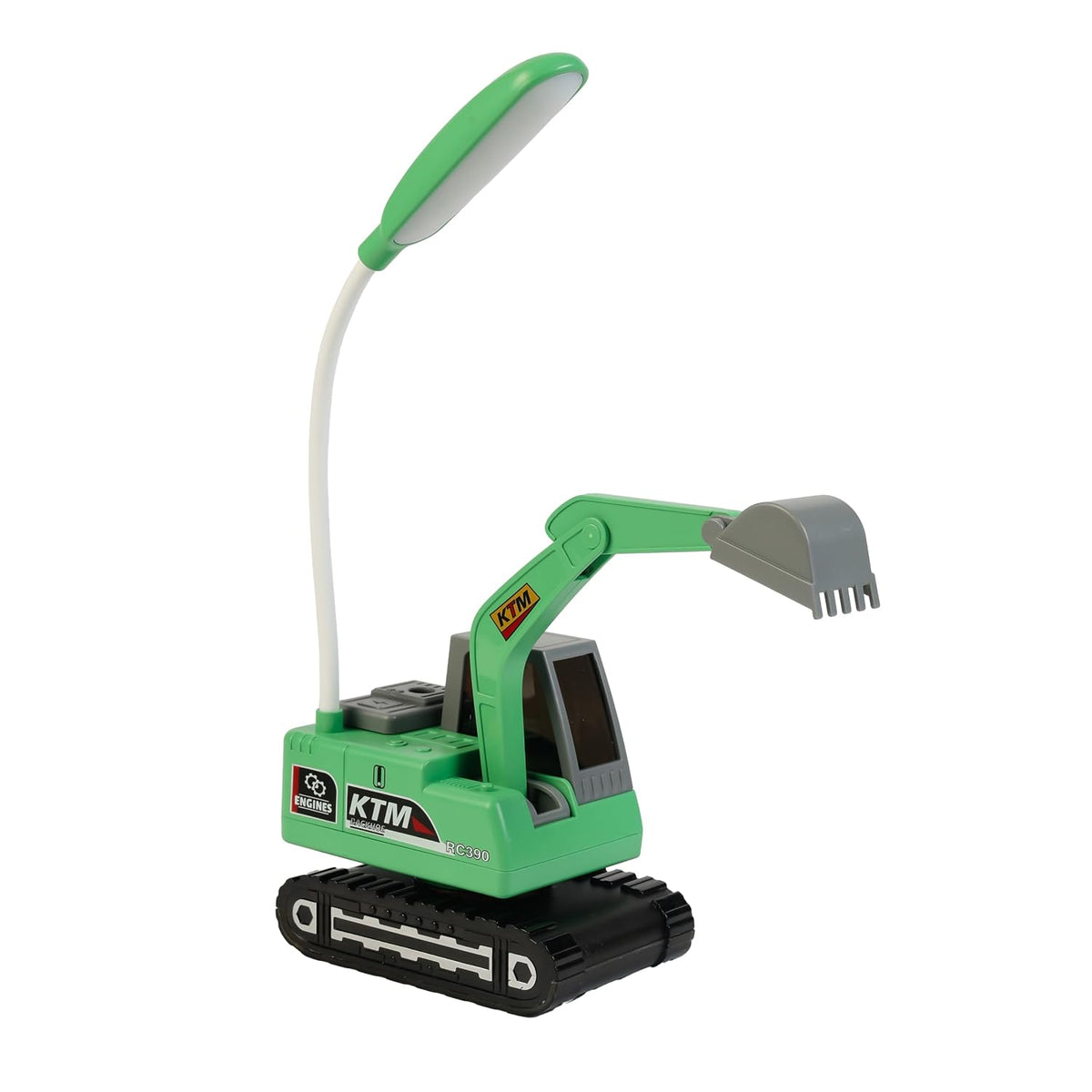 Lexton 12-Inch Excavator LED Desk Lamp | Rechargeable Kids Study Lamp with Phone Holder & Storage