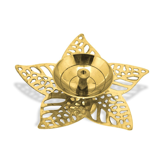 Klassic 1.4 Inch Pure Brass Leaf Design Akhand Deep Vilakku Diya for Daily Puja