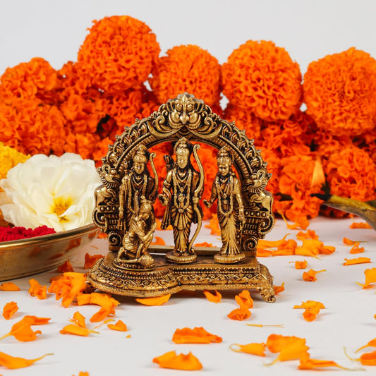 Klassic 2.5 Inch Pure Brass Ram Darbar Murti | Lord Ram Sita Lakshman Hanuman Idol