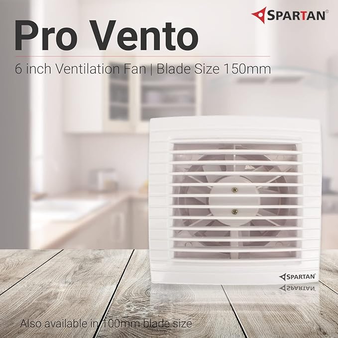 
                  
                    SPARTAN Pro Vento 150 mm 6 inch Exhaust Fan For Kitchen, Bathroom with Strong Air Suction, Rust Proof Body and Dust Protection Shutters | Ivory Cooling Fan | 6 Months Warranty(White)
                  
                