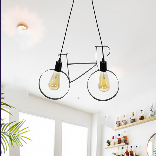 Lexton Decoration 40 Watts Cycle Shape Ceiling Pendant Hanging Lamp Light Fixture | Bedroom, Kitchen, Indoor Outdoor or Home Decoration (Corded Electric Black Pack of 1) (Bulb Not Included)