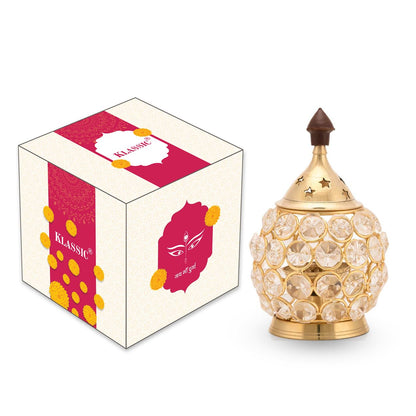 Klassic Brass Crystal Matki Diya – Medium, Golden