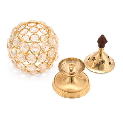 Klassic Brass Crystal Matki Diya – Medium, Golden