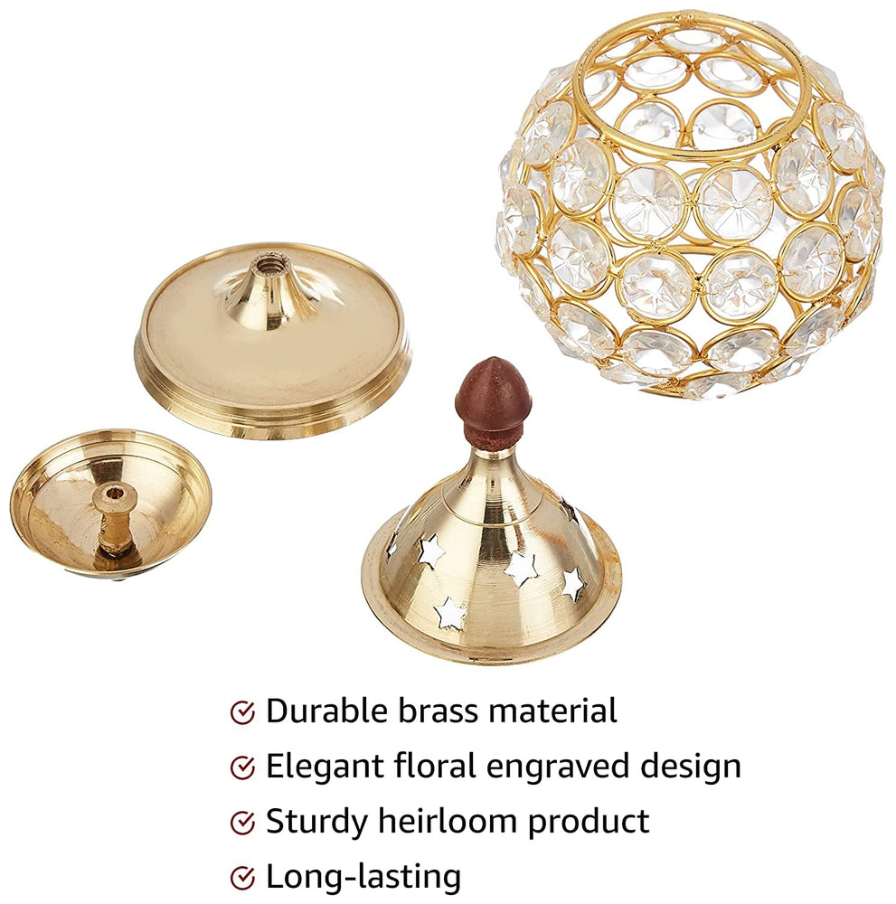 
                  
                    Klassic Decor Brass Crystal Matki Shape Diya | Medium Size | High-Quality Brass, Crystal Cover | Oil Lamp | Best for Diwali Decoration, Home Decor (Pack of 1, Golden)
                  
                