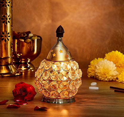 Klassic Brass Crystal Matki Diya – Medium, Golden