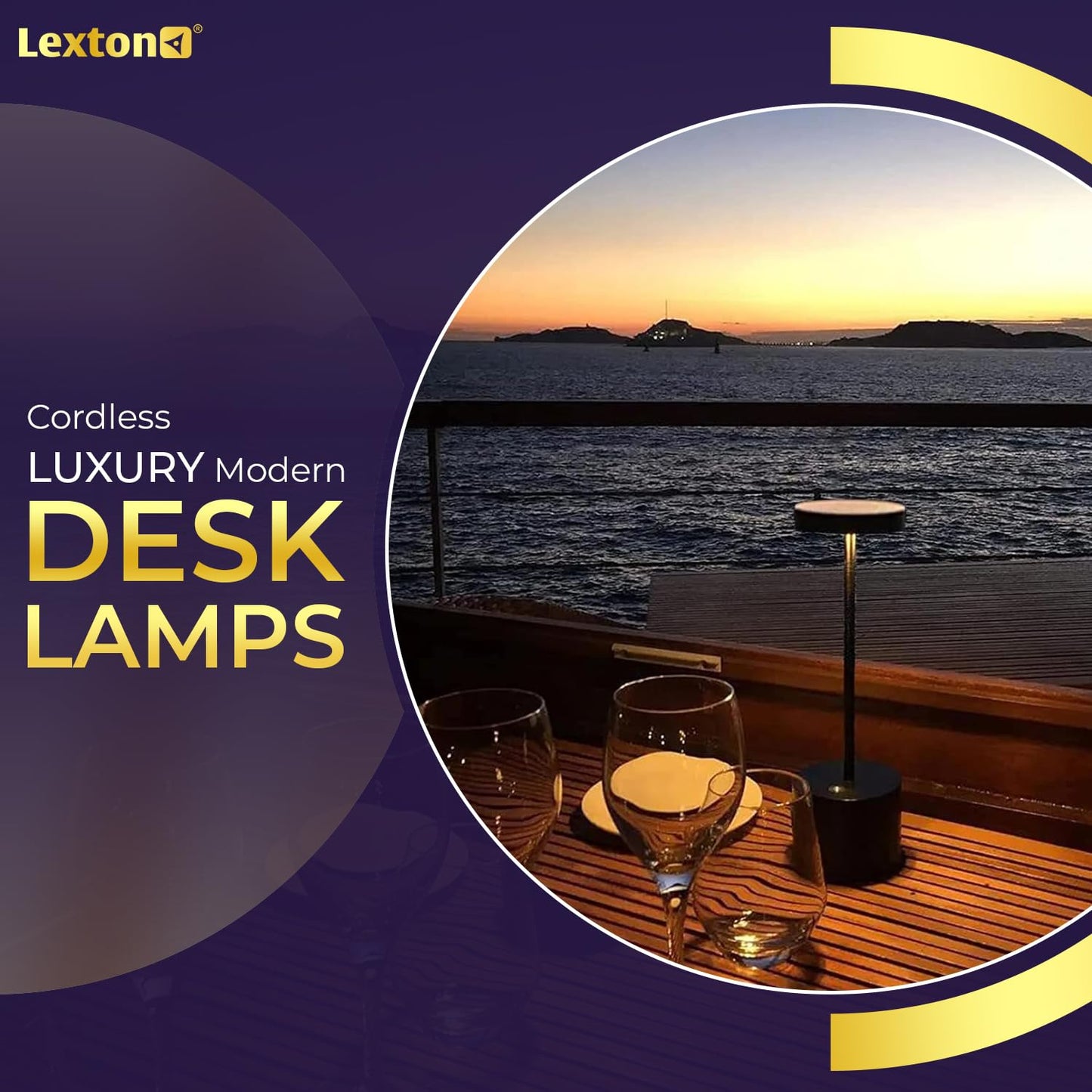 Lexton Rechargeable LED Table Lamp | Portable Cordless Desk Light Black