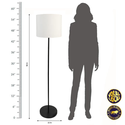 Lexton Eco DIY Metal Floor Lamp with White Shade – Black