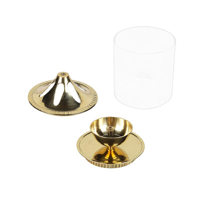 Klassic Brass Vachi Diya with Borosilicate Glass Shade – 5 Inch