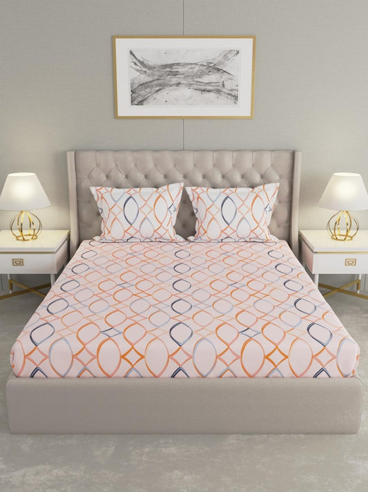 Raymond Home Shubham Double Bedsheet with 2 Pillow Covers | 100% Cotton, King Sized, 210 TC | 2.74 m X 2.74 m (Pink, 012241-BF03)