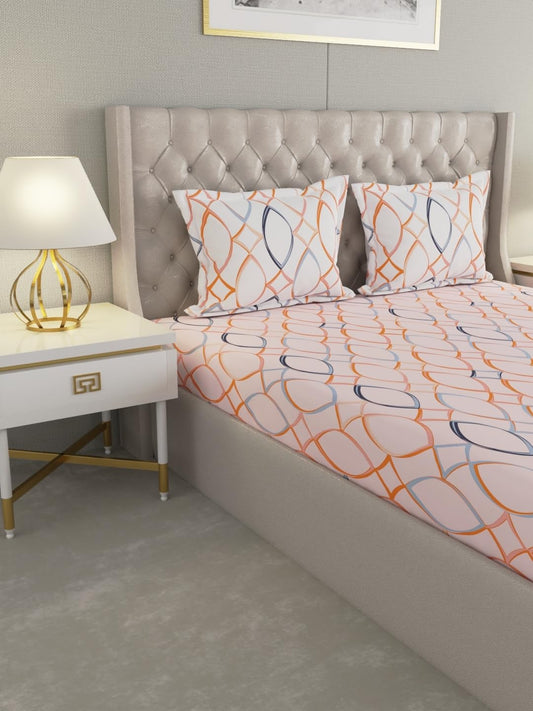 Raymond Home Shubham Double Bedsheet with 2 Pillow Covers | 100% Cotton, King Sized, 210 TC | 2.74 m X 2.74 m (Pink, 012241-BF03)