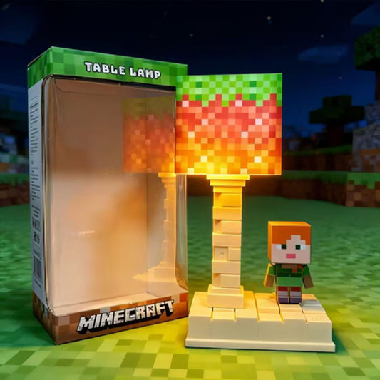 Lexton 7-Inch Minecraft Cartoon LED Table Lamp | Rechargeable Kids Night & Study Light