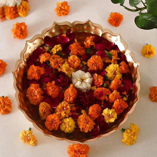 Klassic 12" Floral Urli Bowl – Floating Flowers & Tea Lights, Golden