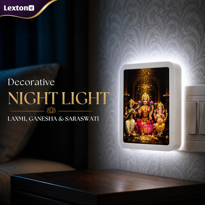 Lexton 5" LED Laxmi Ganesh Saraswati Night Light | Warm White