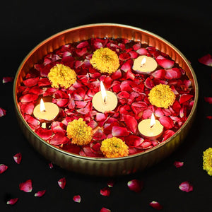 
                  
                    Klassic Decorative Flower Urli Bowl | Handcrafted with Metal Finish | for Home Decor Floating Flowers, Diwali Decorations and Gifting (Pack of 1, Gold)
                  
                