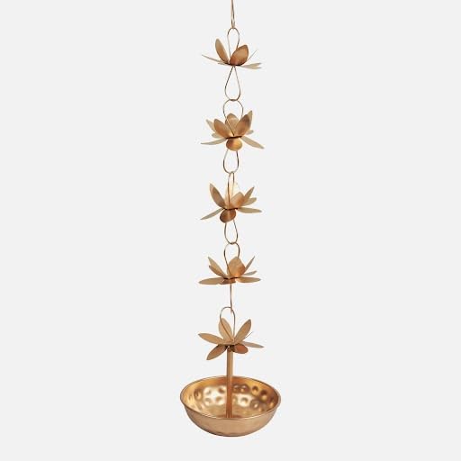 Klassic Golden Flower Hanging Metal Urli Bowl