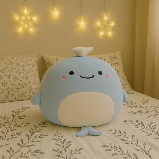 HANKLEY Whale Plush Pillow is a soft, cuddly, and huggable stuffed toy