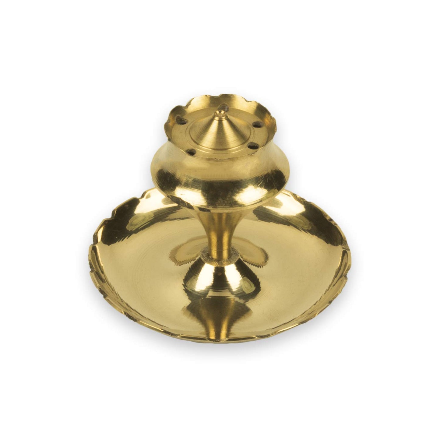 Klassic Brass Agarbatti Stand with Ash Catcher (Gold), Medium