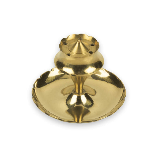 Klassic Brass Agarbatti Stand with Ash Catcher (Gold), Medium