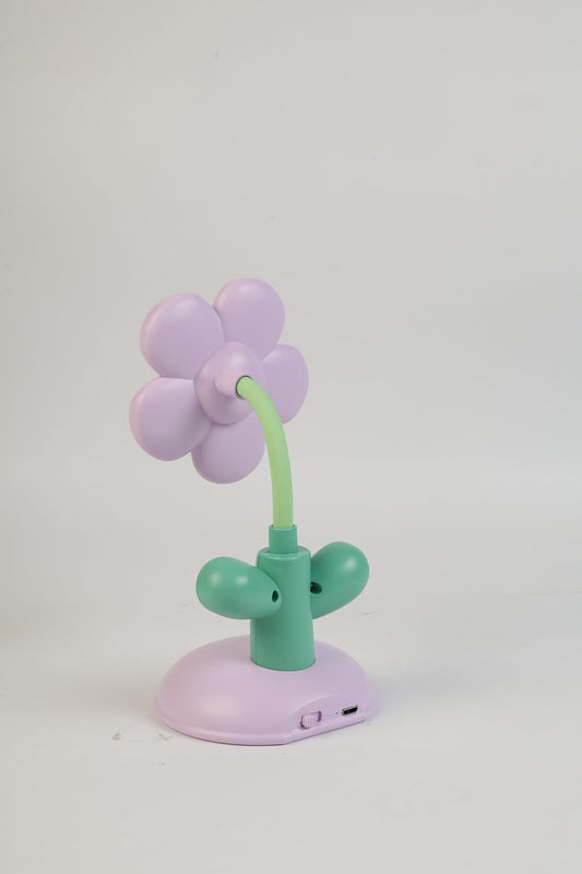 Lexton 7.5-Inch Flower LED Table Lamp | Rechargeable Kids Study & Reading Light with USB Charging