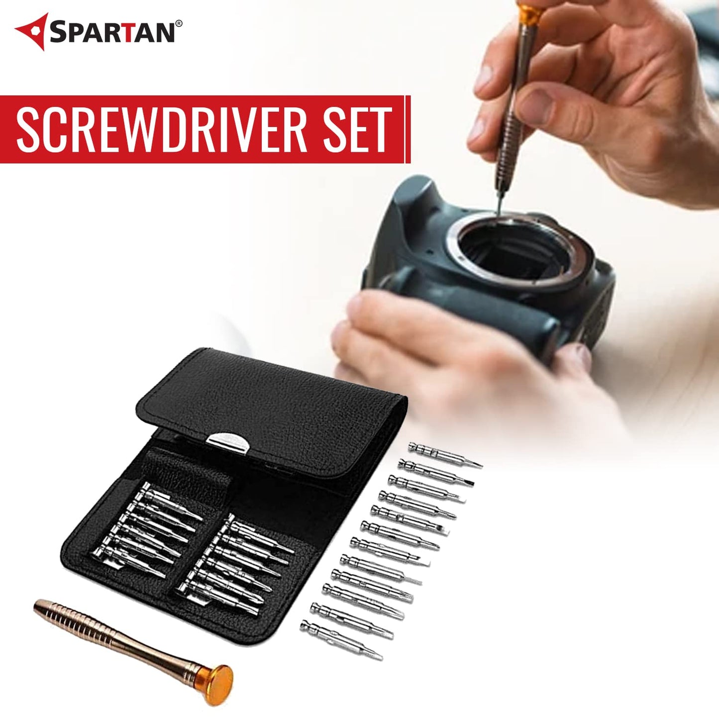 Spartan 27-in-1 Precision Screwdriver Set with Leather Case