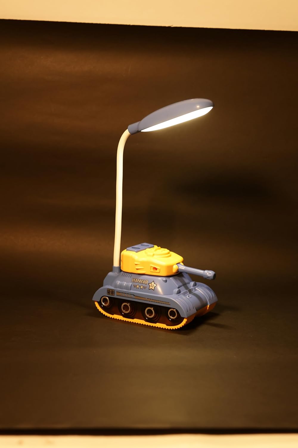 Lexton 11.5-Inch Rechargeable Tank LED Table Lamp | 360° Rotatable Desk Lamp with Pen & Phone Holder