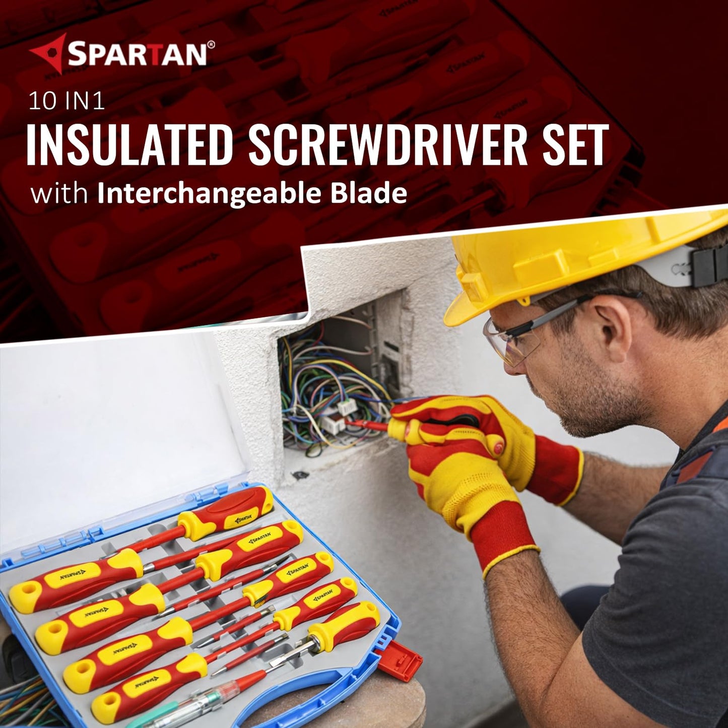 Spartan 10-in-1 Insulated Screwdriver Set for Electrical & DIY Repair