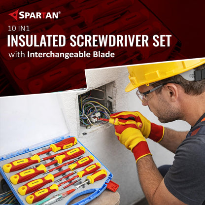 Spartan 10-in-1 Insulated Screwdriver Set for Electrical & DIY Repair
