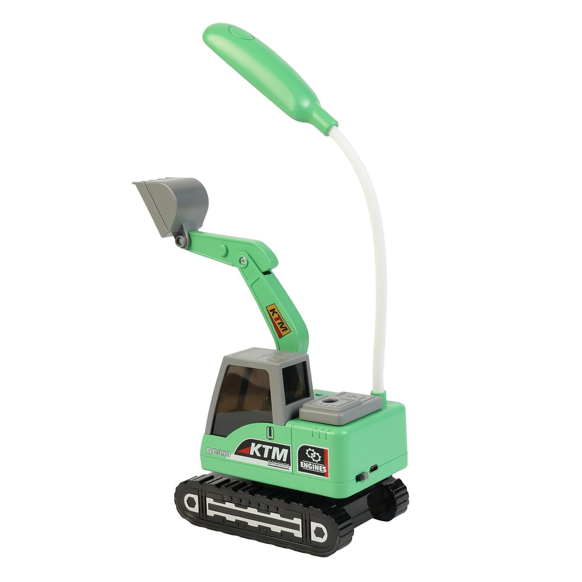 Lexton 12-Inch Excavator LED Desk Lamp | Rechargeable Kids Study Lamp with Phone Holder & Storage