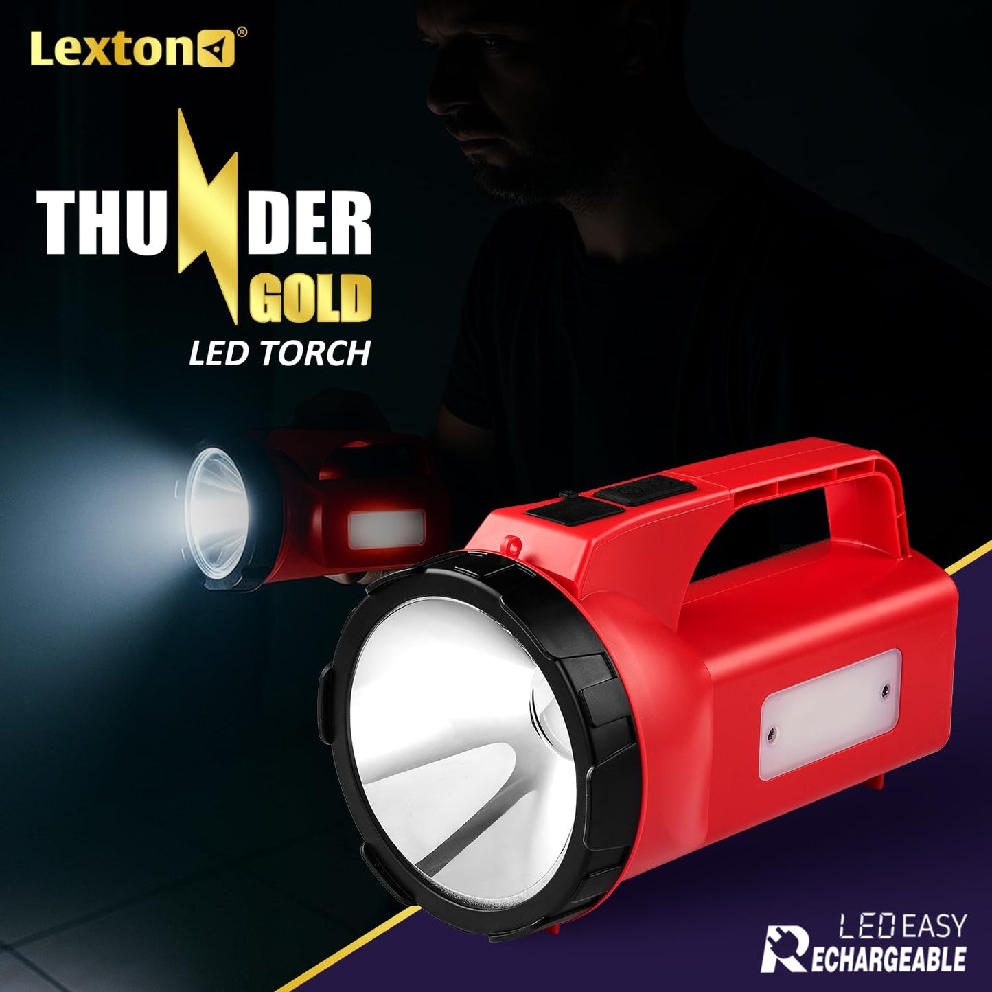 Lexton Thunder Gold 4000mAh Torch, 5W LED, Side Light, Type-C, Power Bank