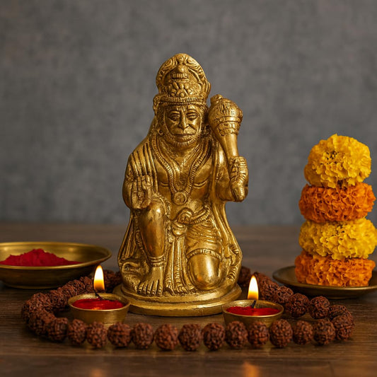 Klassic Brass Sitting Lord Hanuman Idol 6 Inch