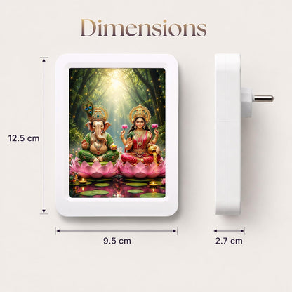 Lexton 5 Inch Laxmi Ganesh LED Night Light | Plug-in Warm White