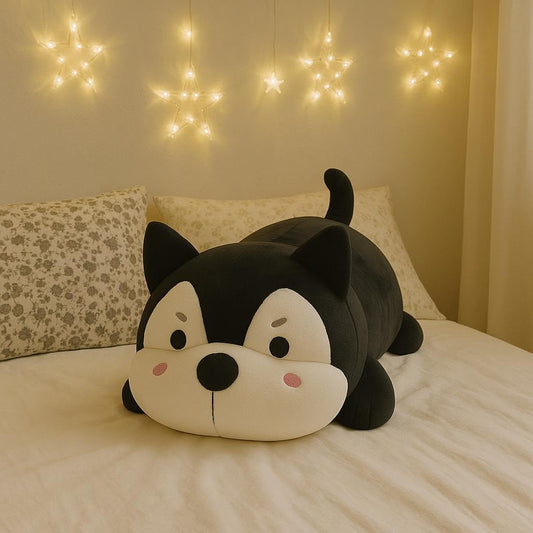 HANKLEY Puppy Plush Fully Stuffed Animal Soft Toy | Best Gift for Kids, Boys, Girls and Adults | Huggable Puppy Soft Toy | Black & White
