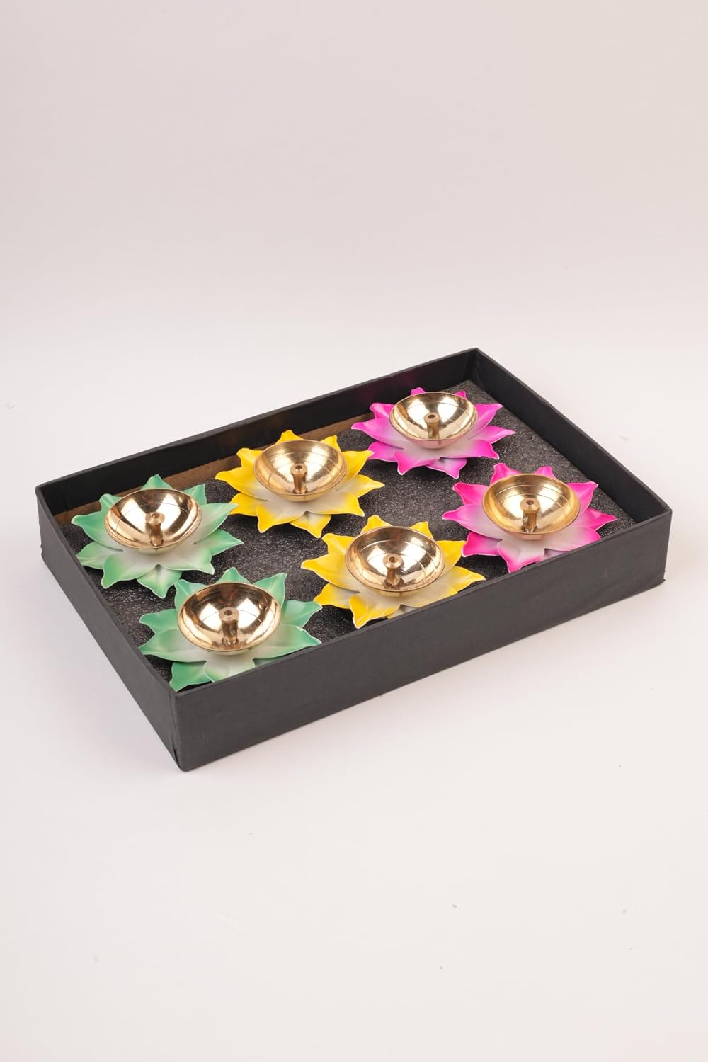 Klassic Lotus Shaped Multicolor Diya Set – Pack of 6