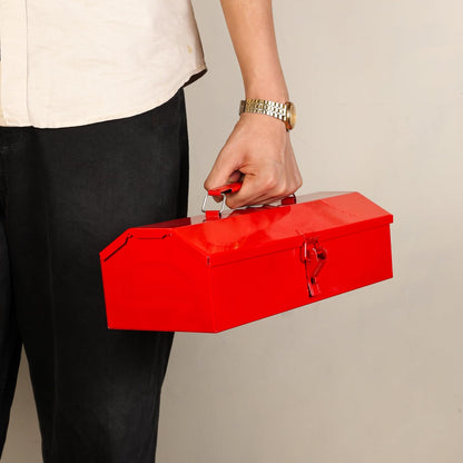 Spartan Metal Tool Box with Handle | Heavy Duty Red Toolbox