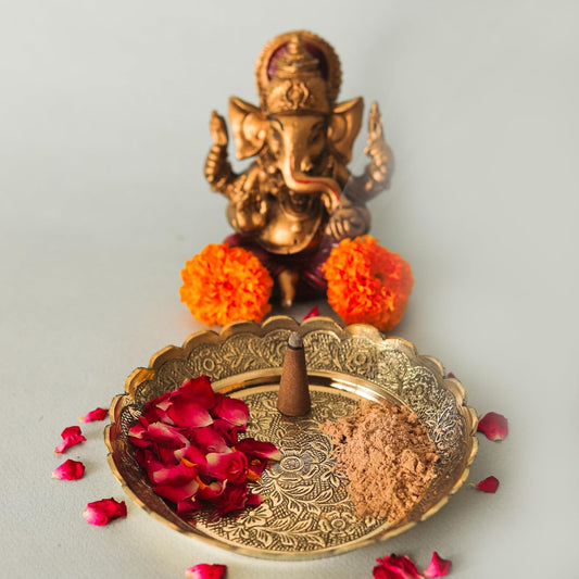 Klassic Small Brass Puja Thali 5.25 Inch