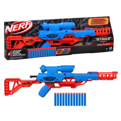 Nerf Wolf LR-1 Blaster – Foam dart blaster with scope, 12 darts, fun for kids. Box damaged, product works perfectly (Box damaged  Product Fine)