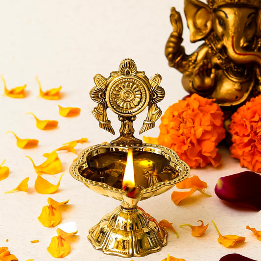 Klassic Elegant Chakra Brass Diya Gold
