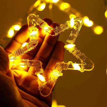 Lexton Hanging Star Curtain Lights, Warm White LED Decor for Home & Festivals