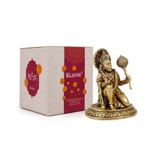 Klassic 2.7 Inch Pure Brass Hanuman Idol | Bajrangbali Murti for Home Temple